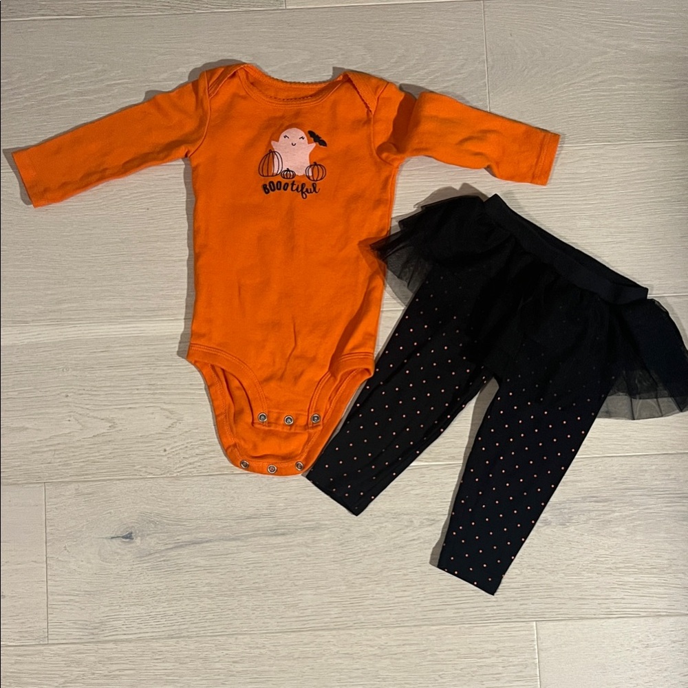 Halloween Onesie and Black Tutu Leggings Set 🎃